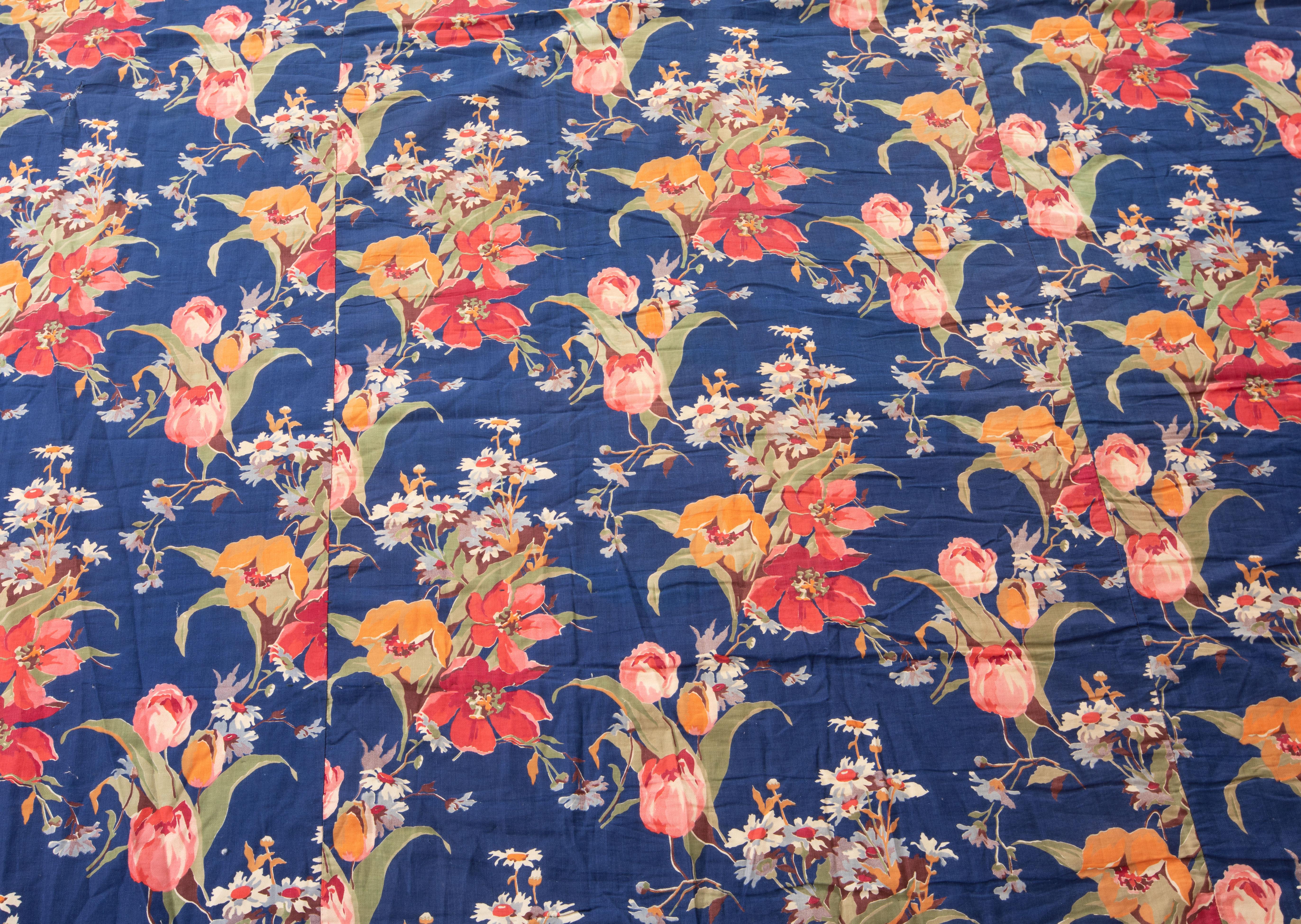 Russian Roller Printed Cotton Fabric Panel, Mid-20th Century or Earlier In Good Condition For Sale In Istanbul, TR