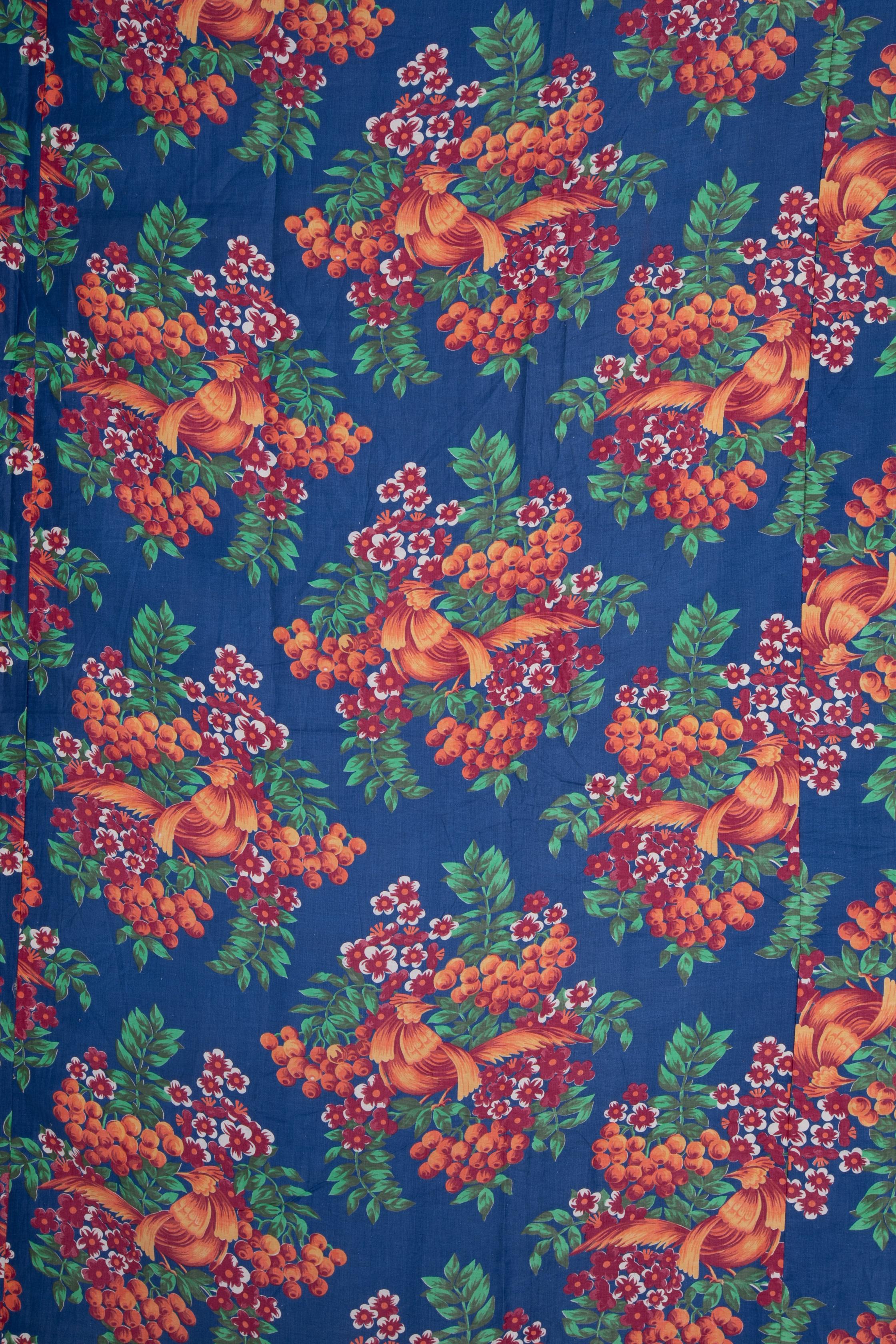 Russian Roller Printed Cotton Fabric Panel, Mid-20th Century or Earlier For Sale 1