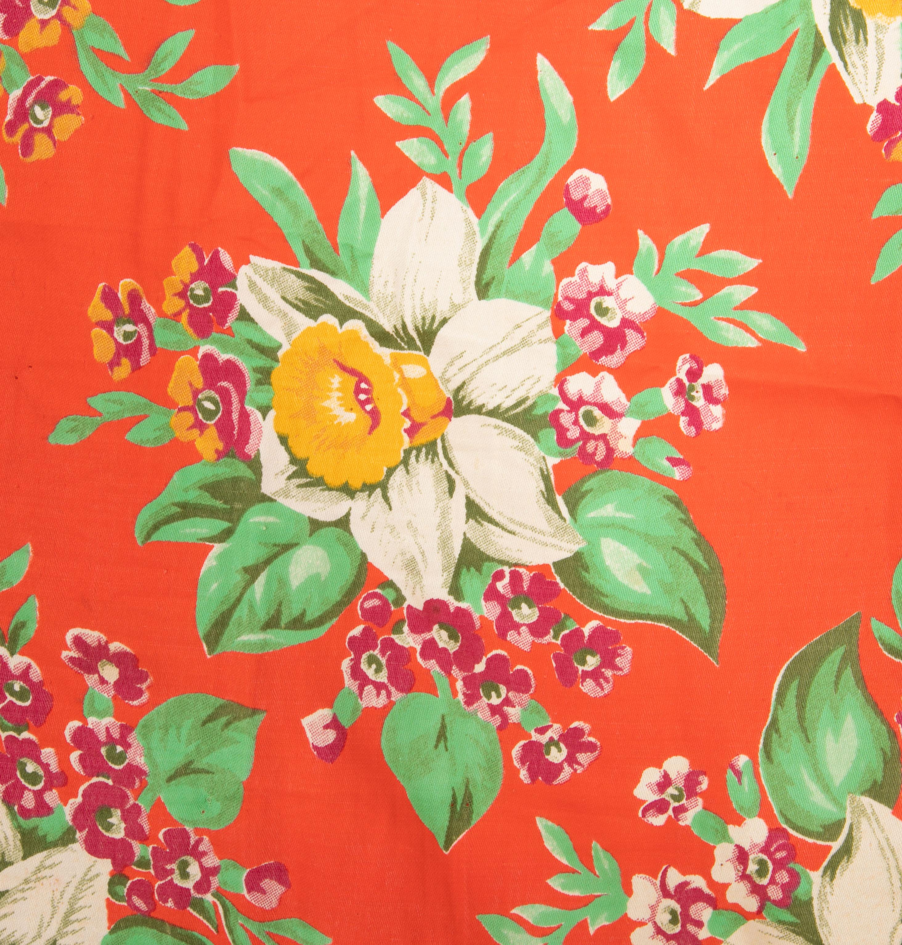 Russian Roller Printed Cotton Fabric Panel, Mid-20th Century or Earlier For Sale 2