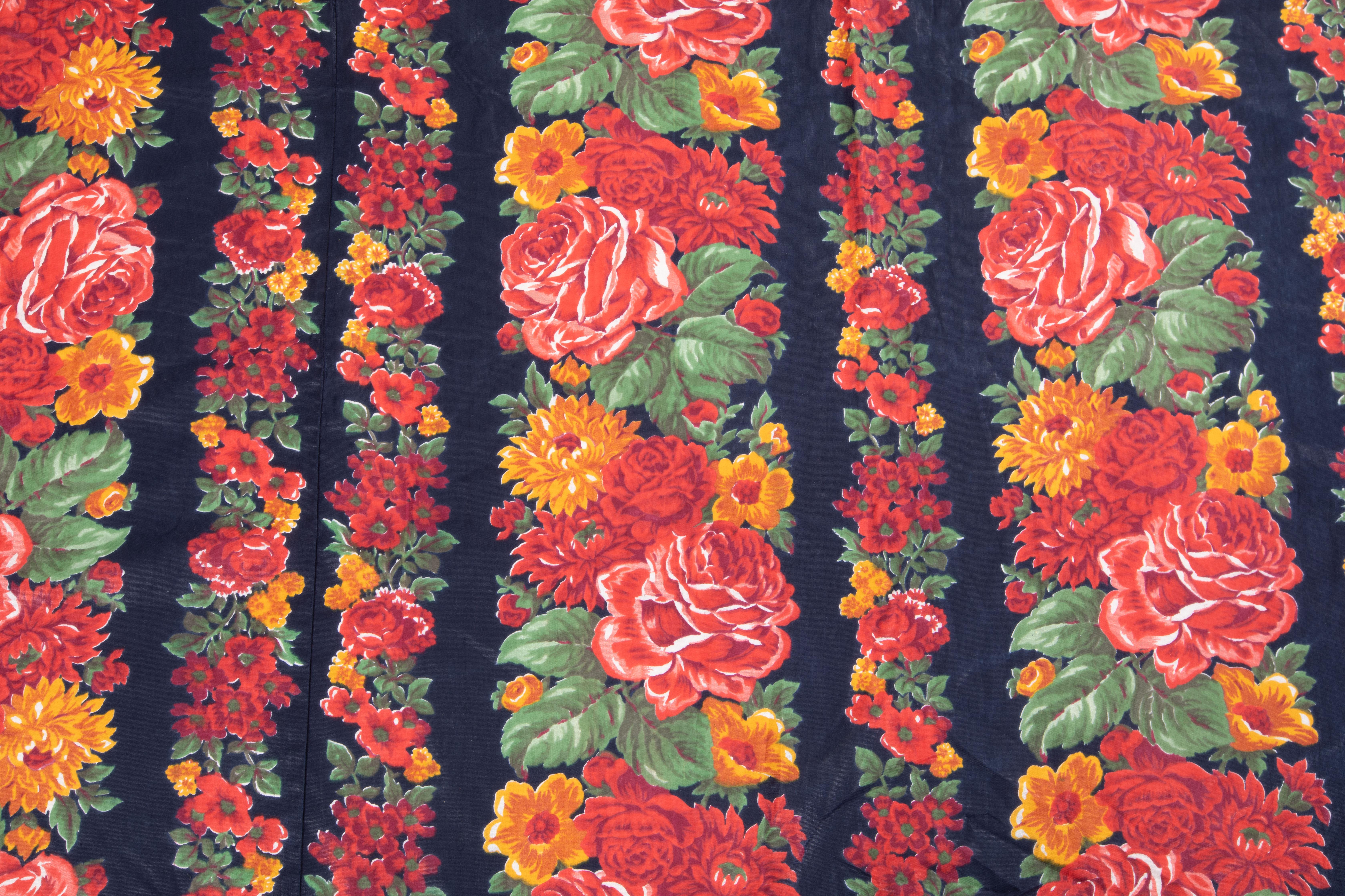 Russian Roller Printed Cotton Fabric Panel, Mid-20th Century or Earlier For Sale 1
