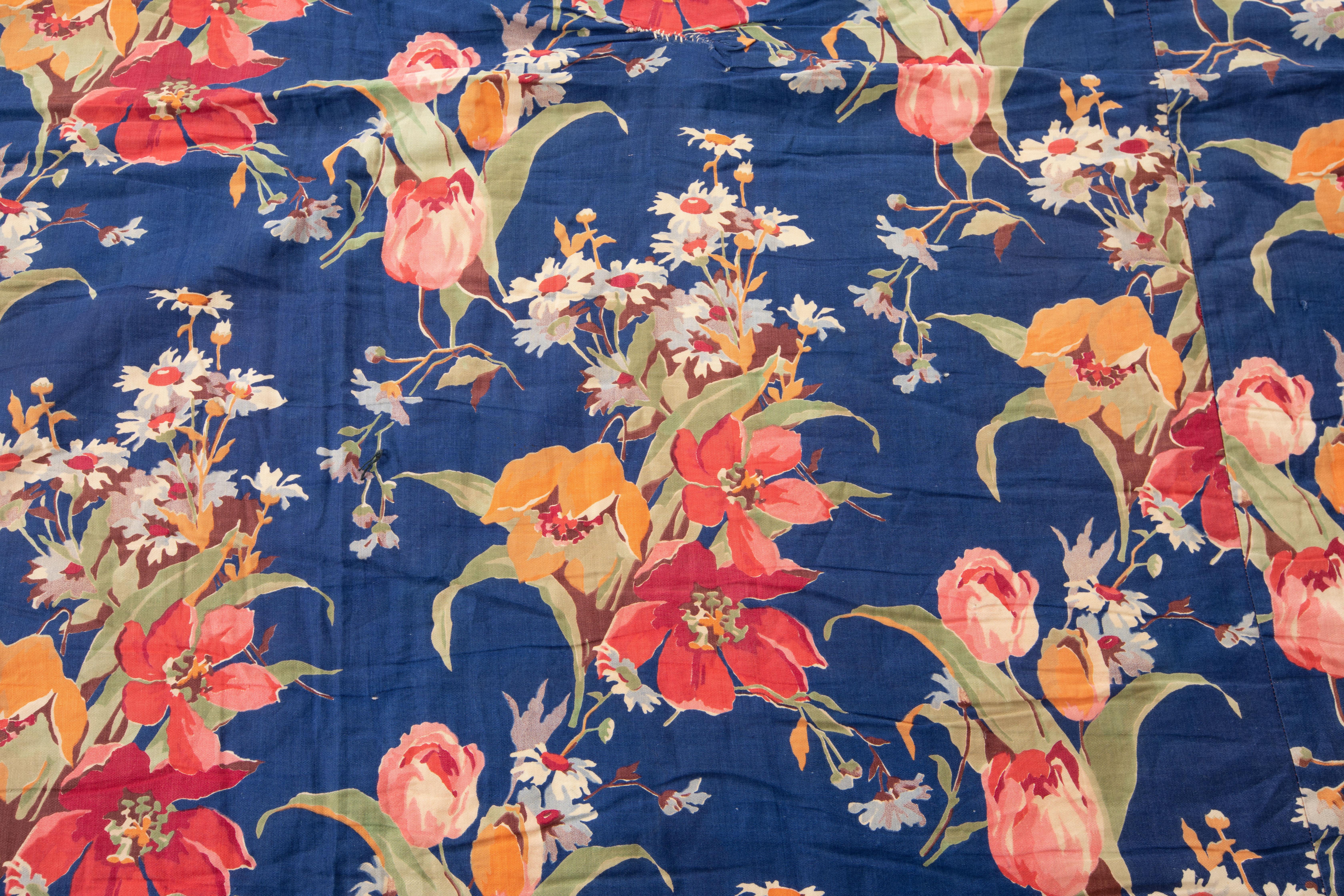 19th Century Russian Roller Printed Cotton Fabric Panel, Mid-20th Century or Earlier For Sale