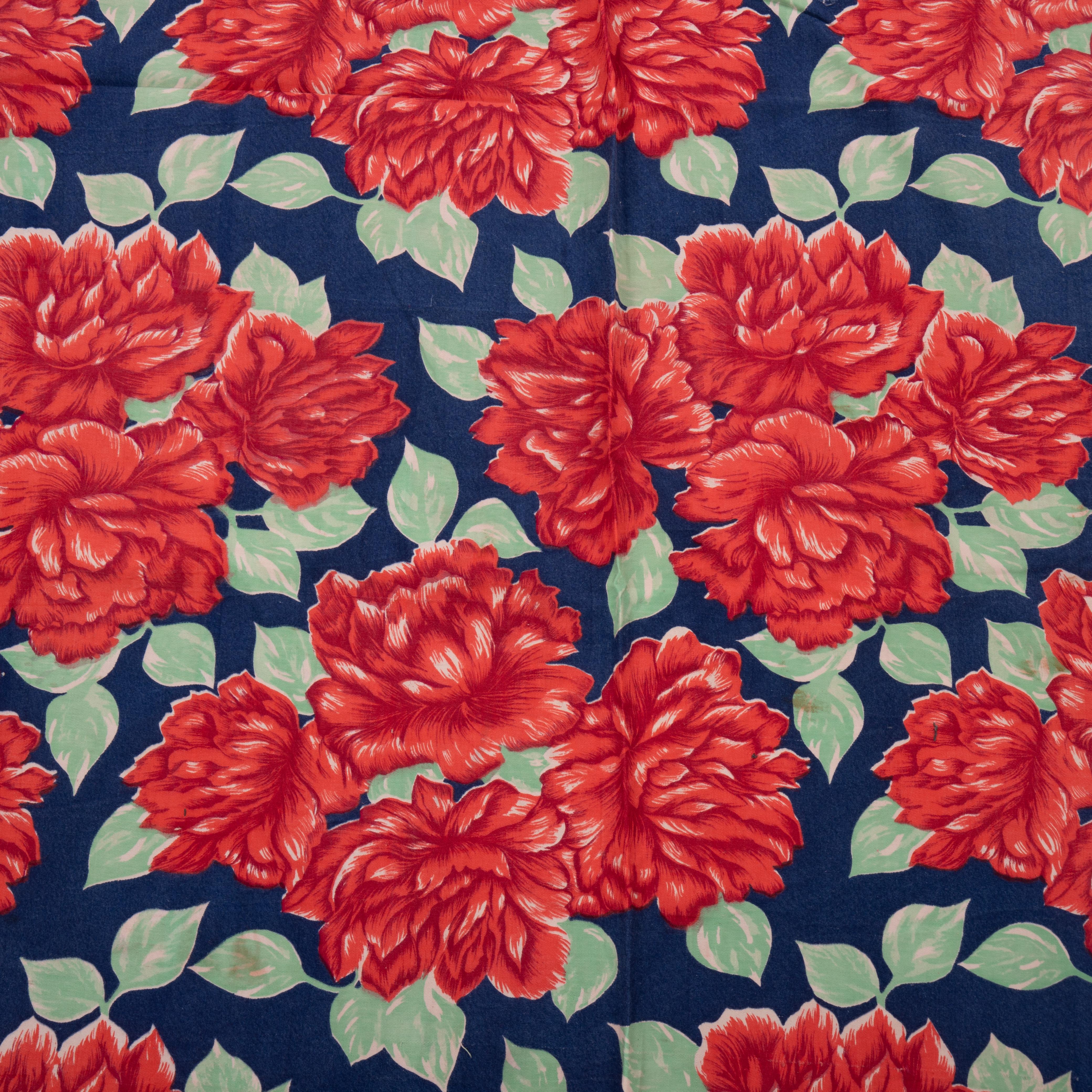 Russian Roller Printed Cotton Fabric Panel, Mid-20th Century or Earlier For Sale 1