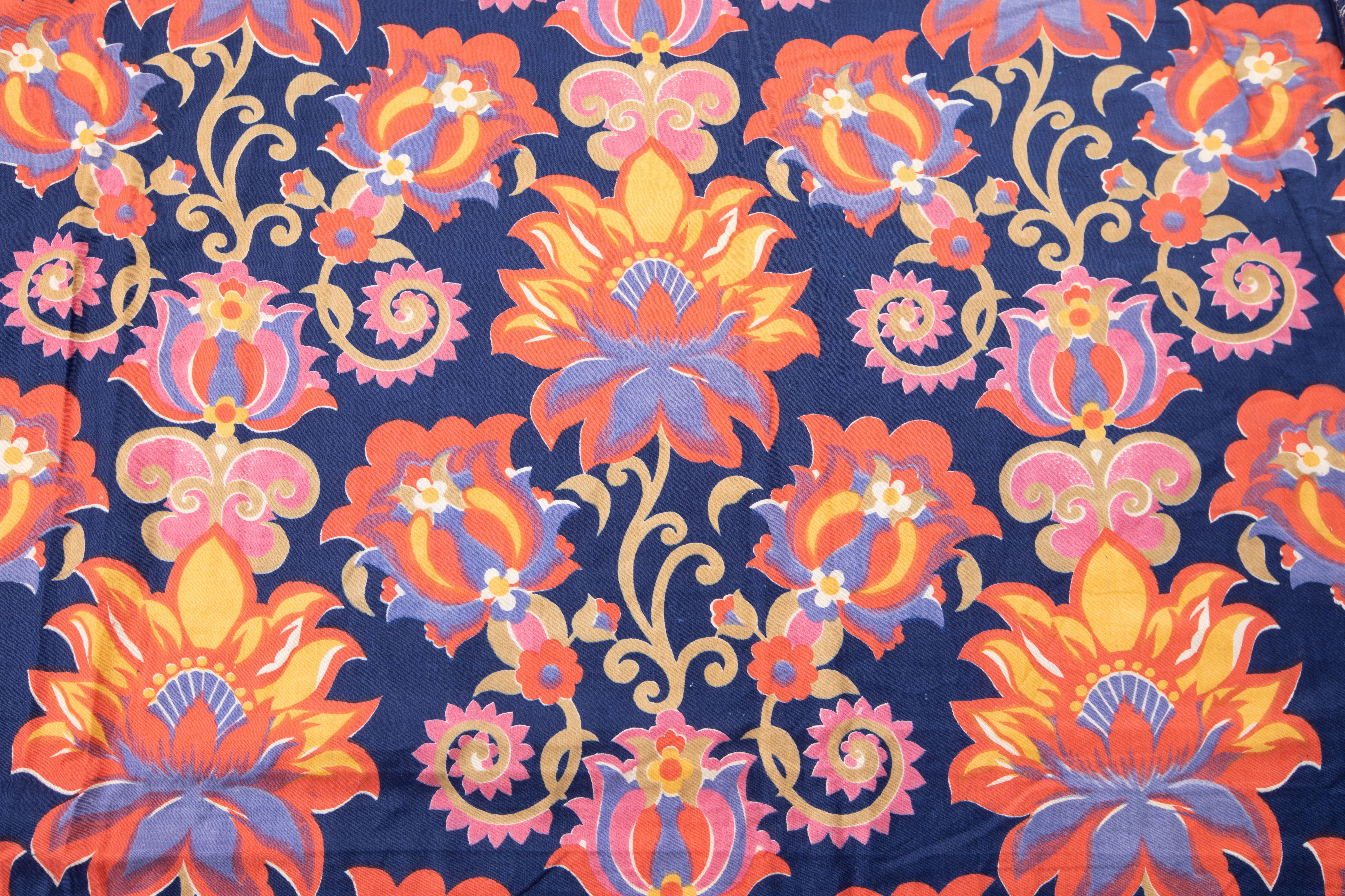 Russian Roller Printed Cotton Fabric Panel, Mid-20th Century or Earlier For Sale 3
