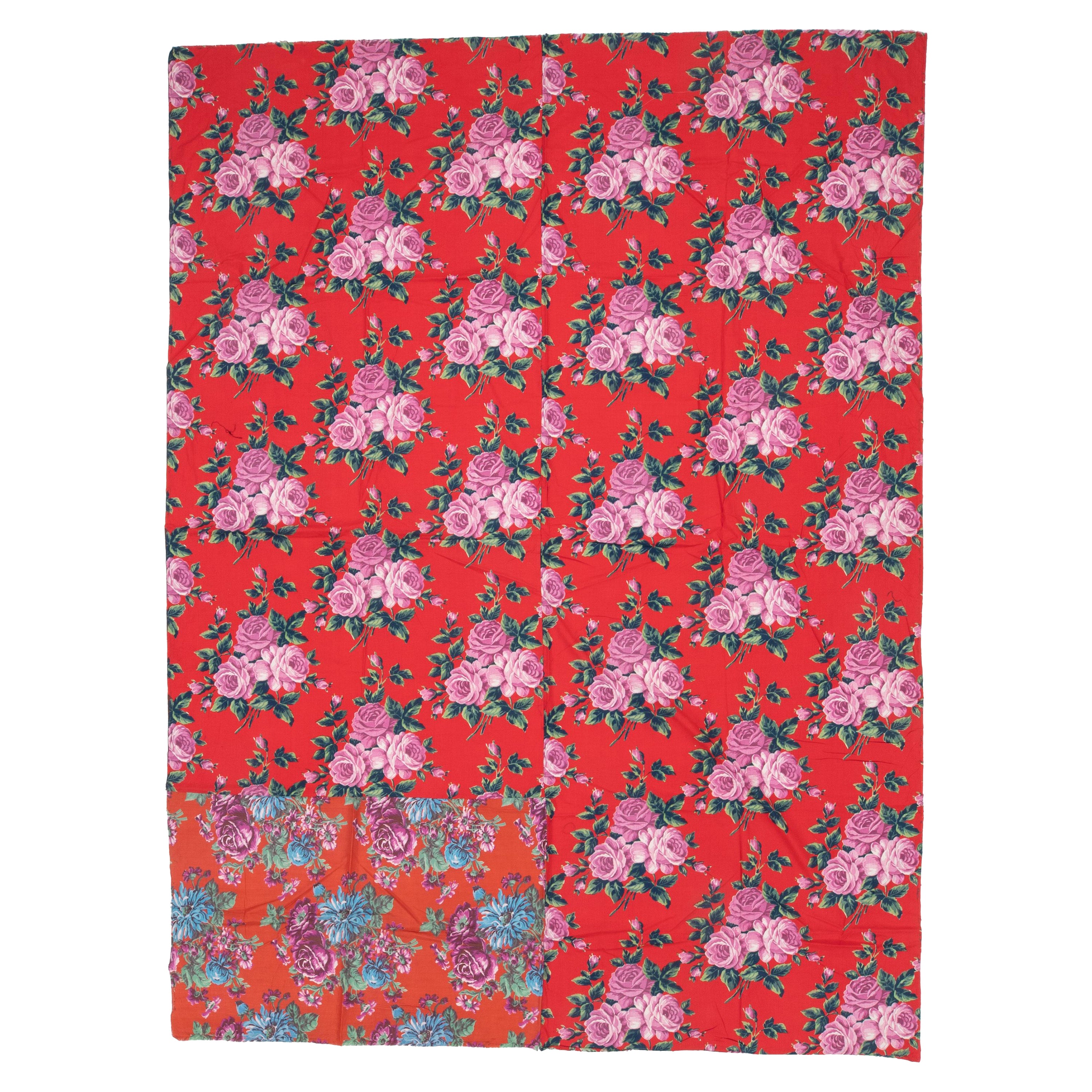Panel de tela de algodón estampado con rodillos rusos, mediados del siglo XX o antes