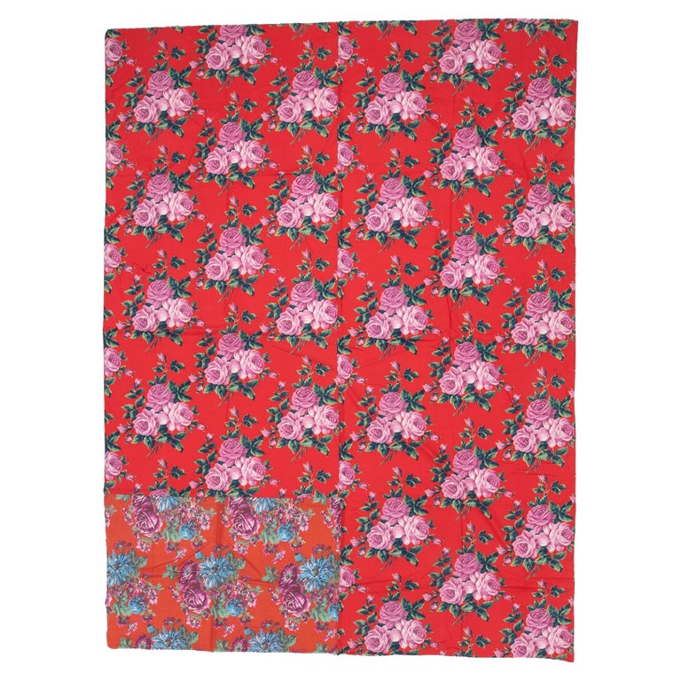 Russisches Roller-Stoff-Paneel aus bedruckter Baumwolle, Mitte des