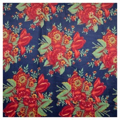 Vintage Russian Roller Printed Cotton Fabric Panel, Mid-20th Century or Earlier