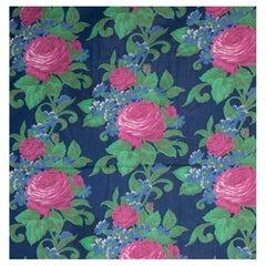 Russian Roller Printed Cotton Fabric Panel, Mid-20th Century or Earlier