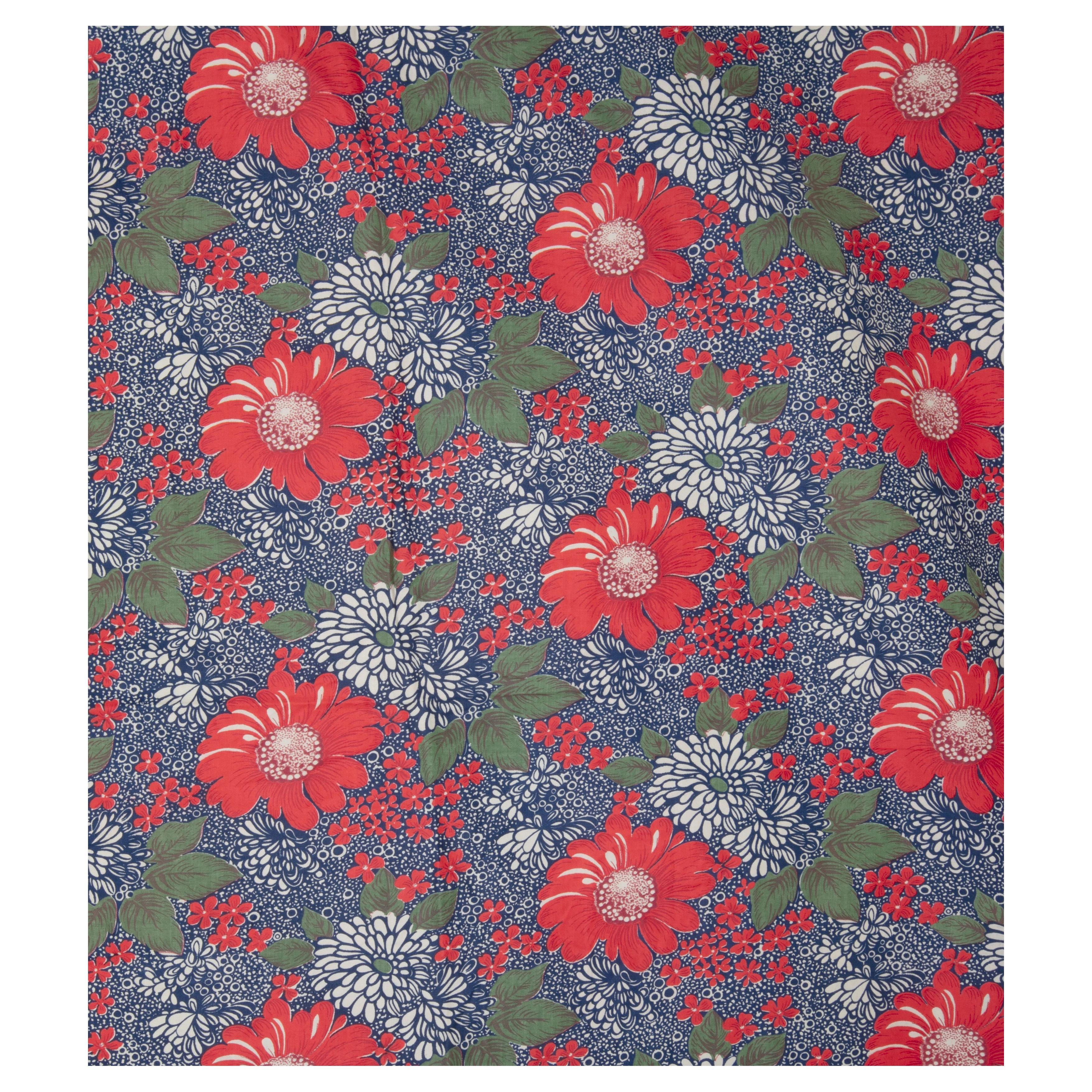 Russian Roller Printed Cotton Fabric Panel, Mid-20th Century or Earlier For Sale