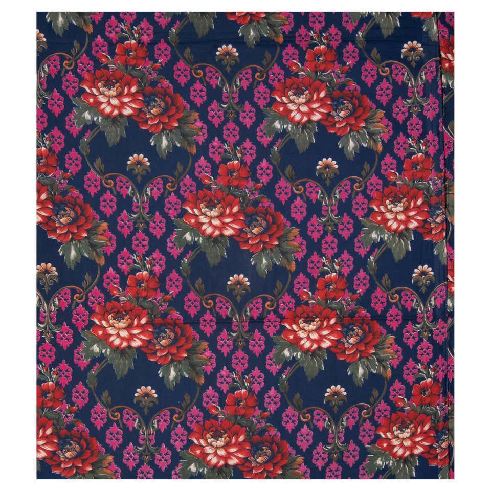 Russian Roller Printed Cotton Fabric Panel, Mid-20th Century or Earlier ...