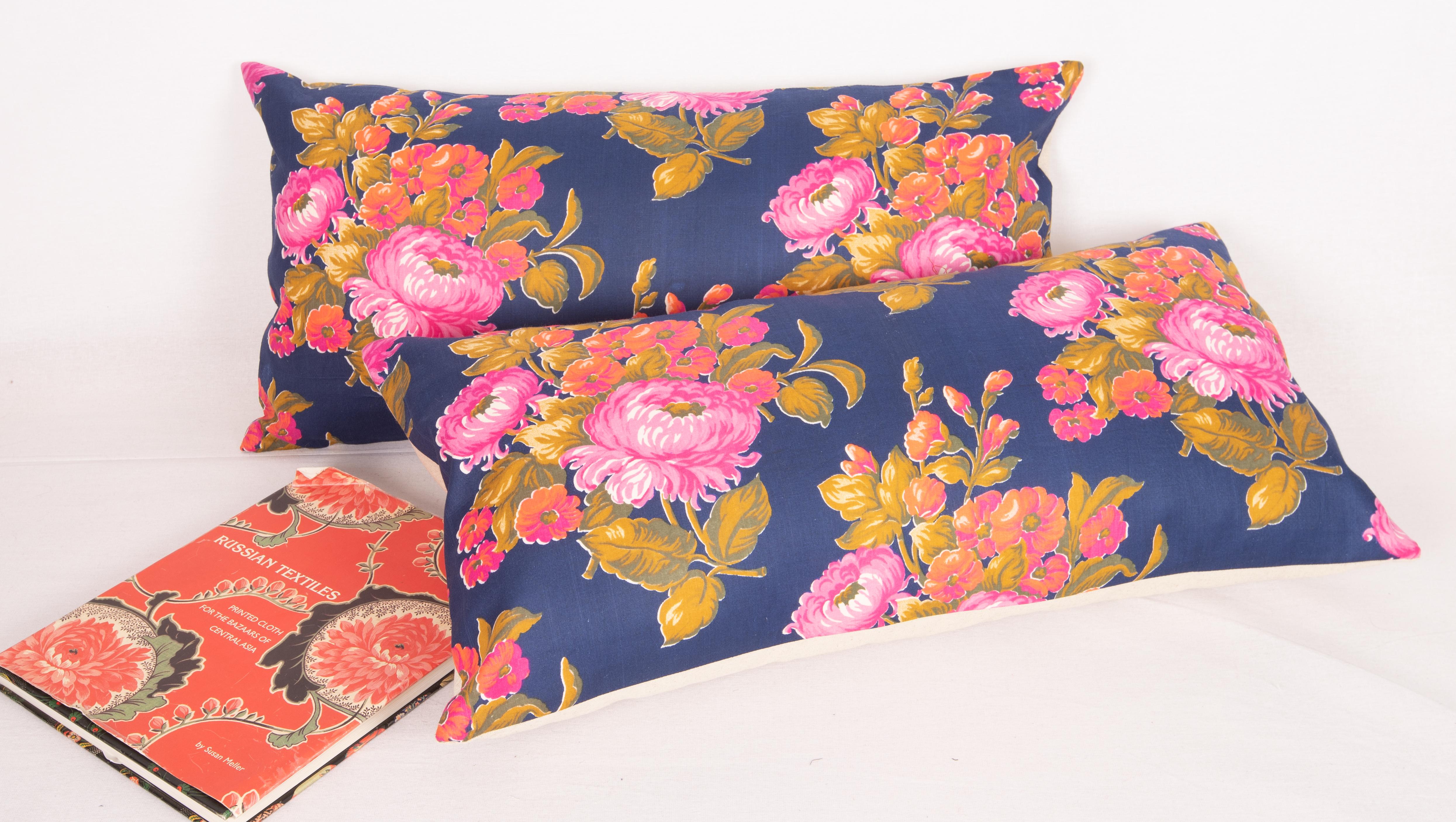 Mid-Century Modern Russian Roller Printed Pillow Covers, Mid 20th C. For Sale