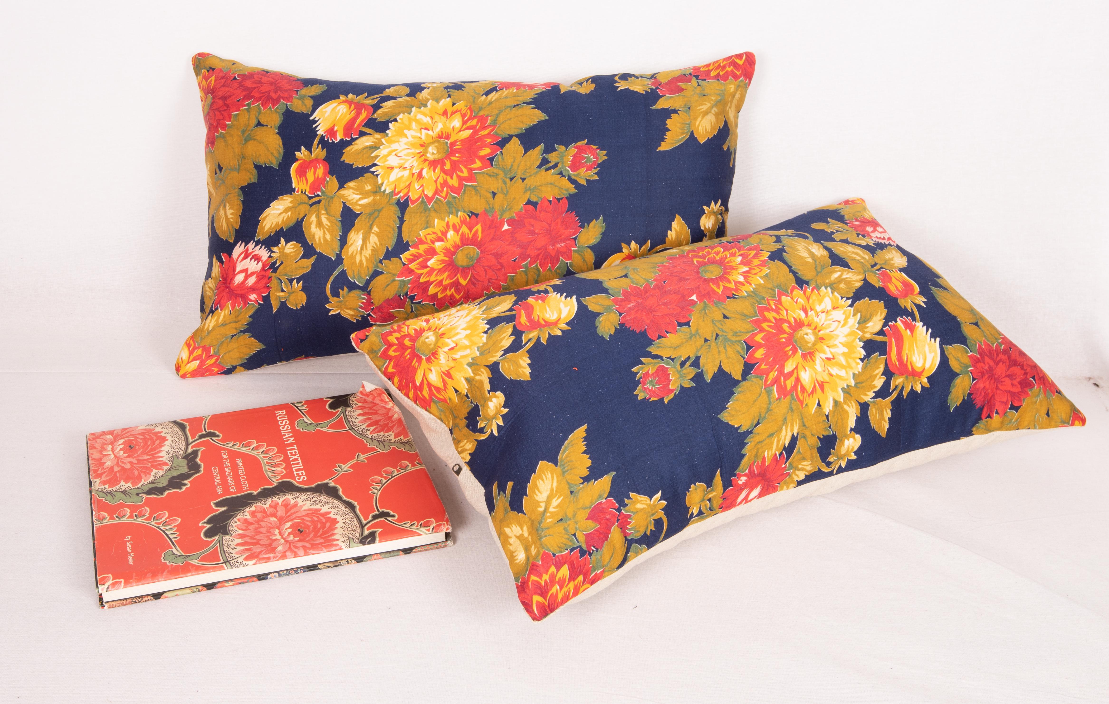 Mid-Century Modern Russian Roller Printed Pillow Covers, Mid 20th C. For Sale