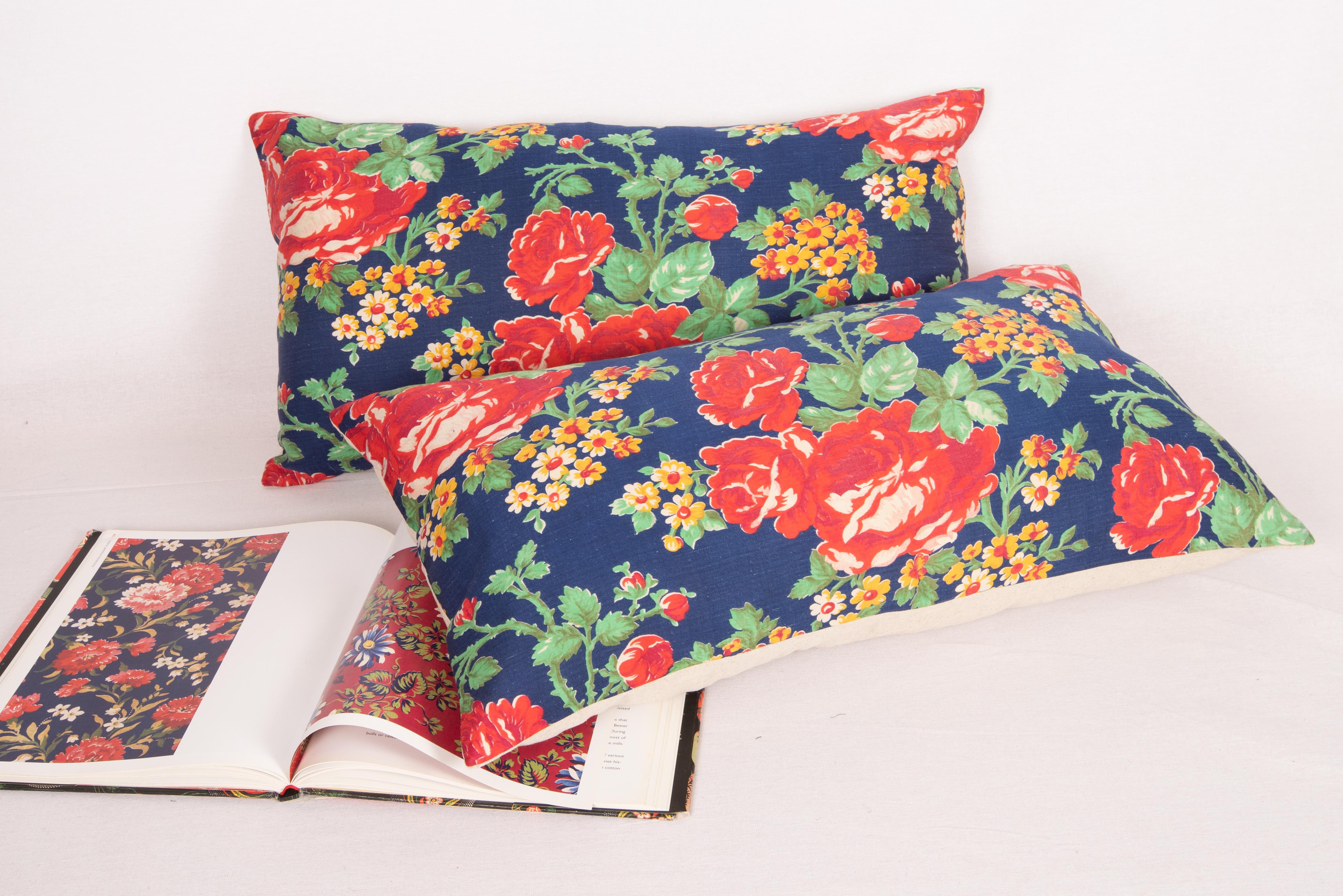 Mid-Century Modern Russian Roller Printed Pillow Covers, Mid-20th C For Sale