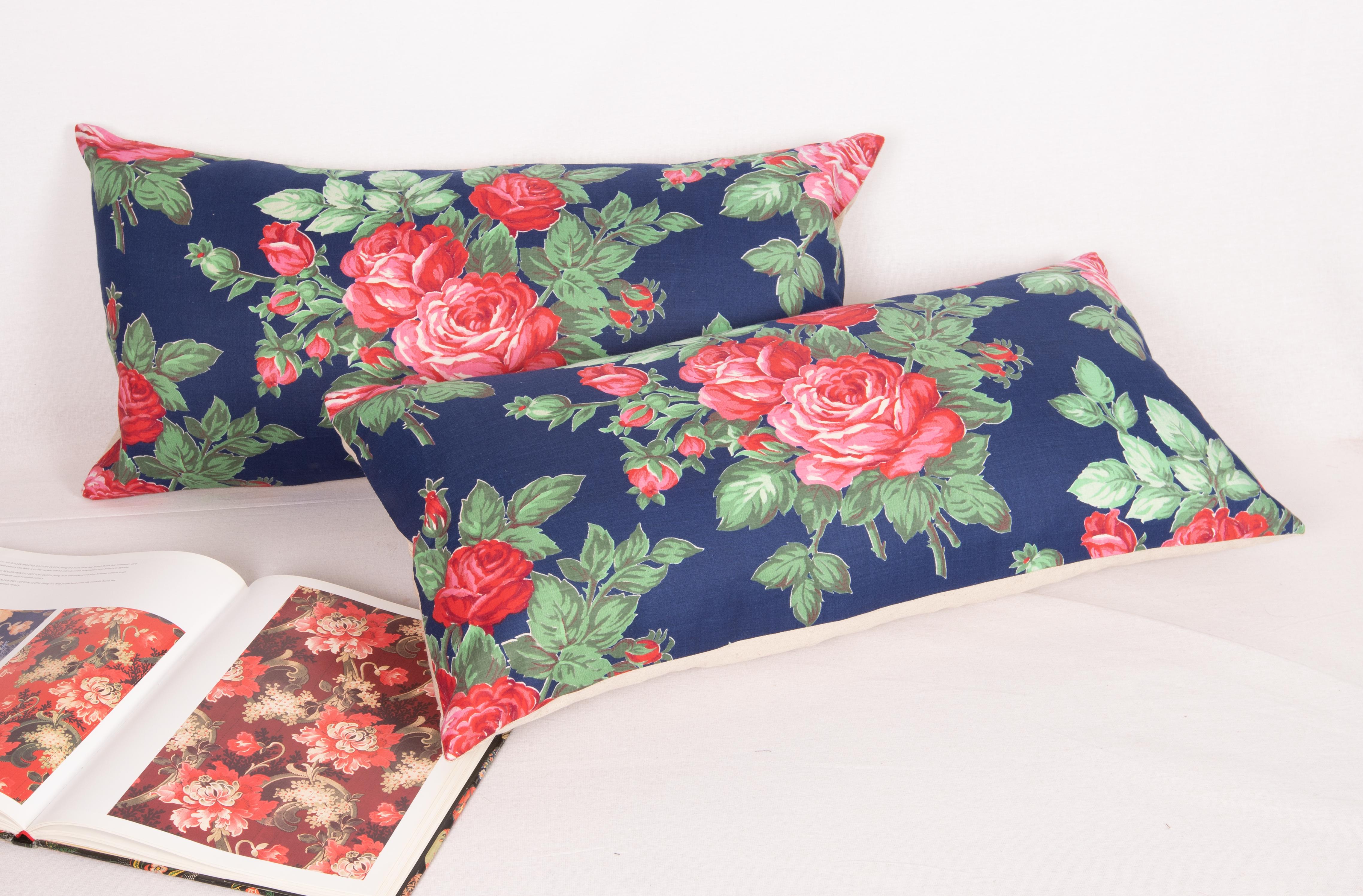 Mid-Century Modern Russian Roller Printed Pillow Covers, Mid-20th C For Sale