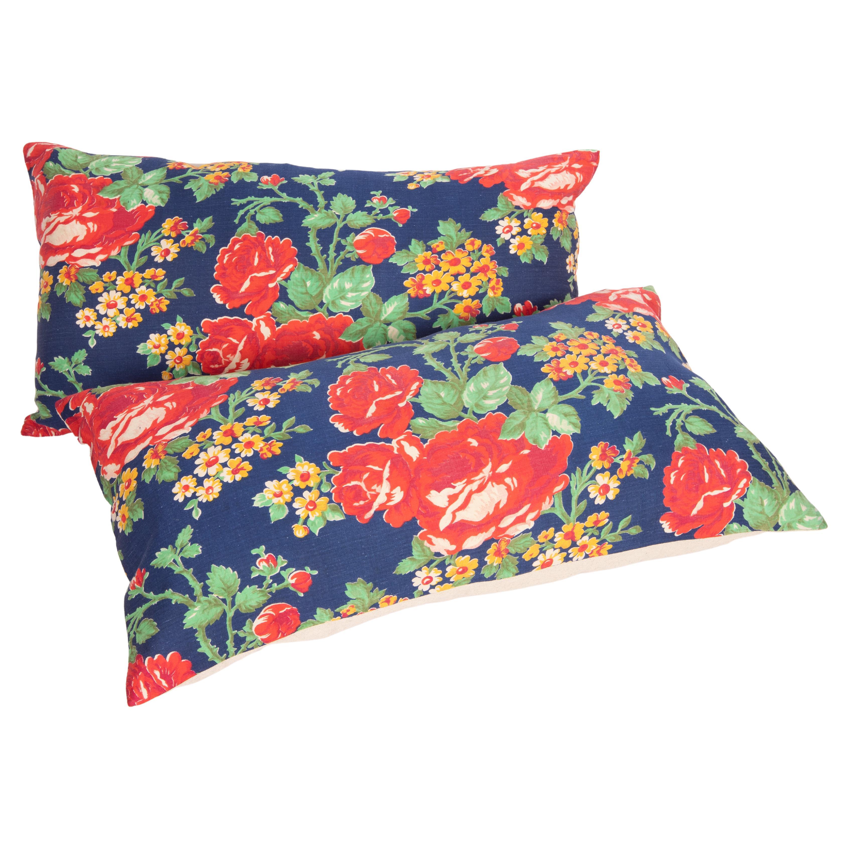 Russian Roller Printed Pillow Covers, Mid-20th C