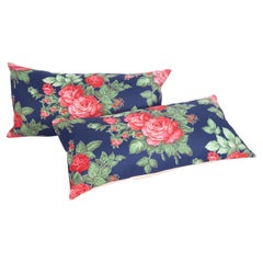 Vintage Russian Roller Printed Pillow Covers, Mid-20th C