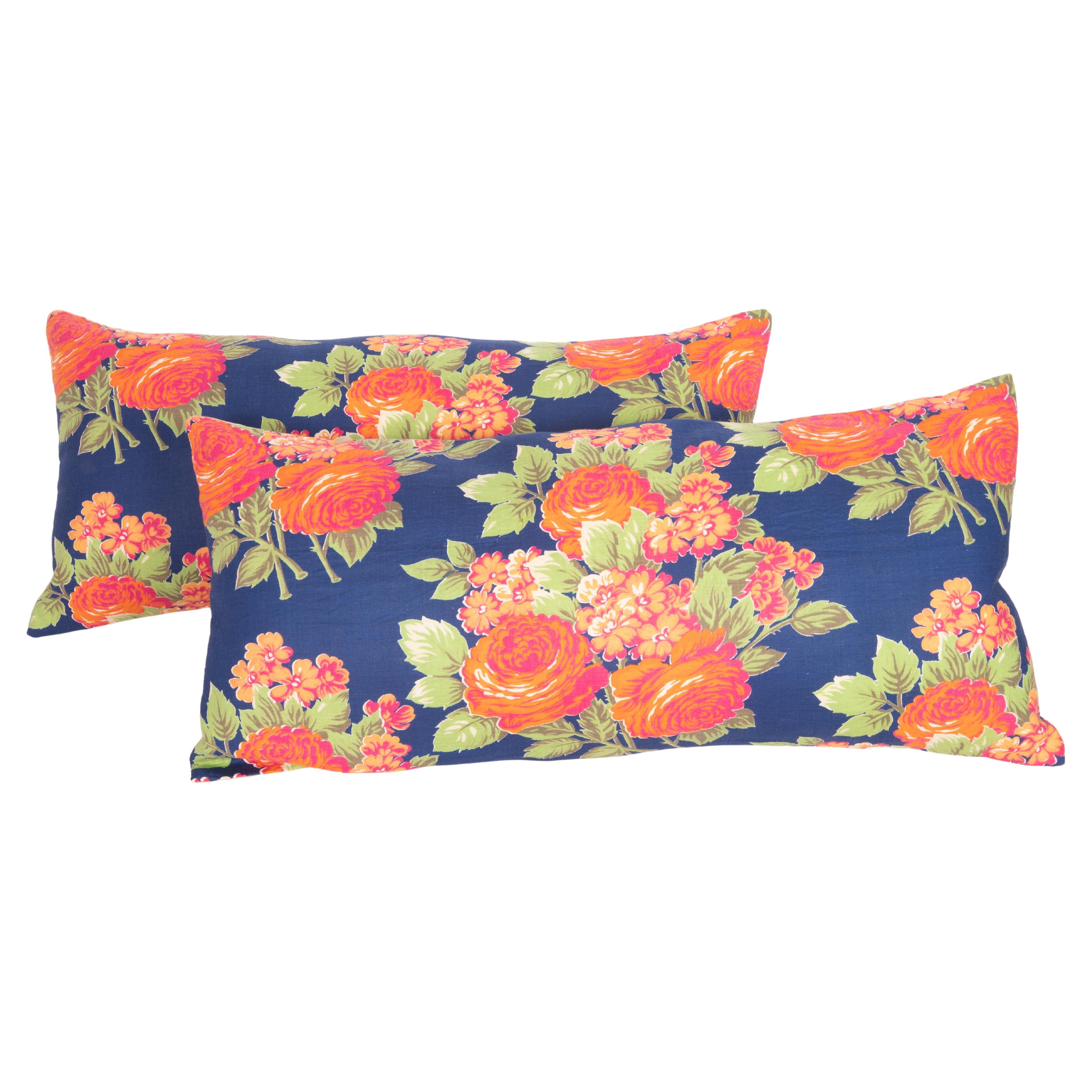 Russian Roller Printed Pillow Covers, Mid-20th C