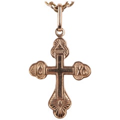 Russian Rose Gold Cross from St. Petersburg, 1990s