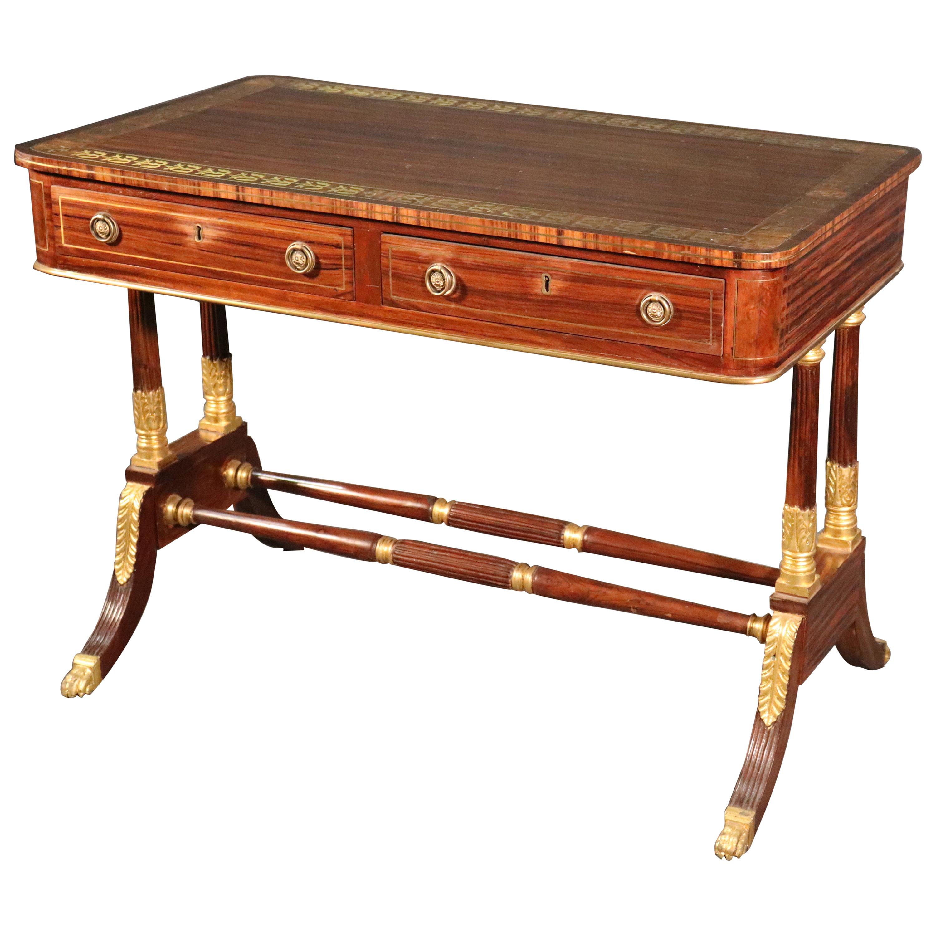 Russian Rosewood and Faux Rosewood Empire Writing Desk Boulle Inlay