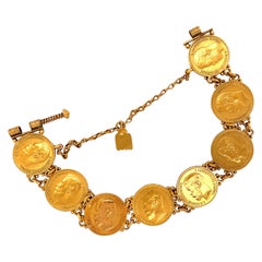Antique Russian Ruble Coin Gold Bracelet 22 Karat Yellow Gold