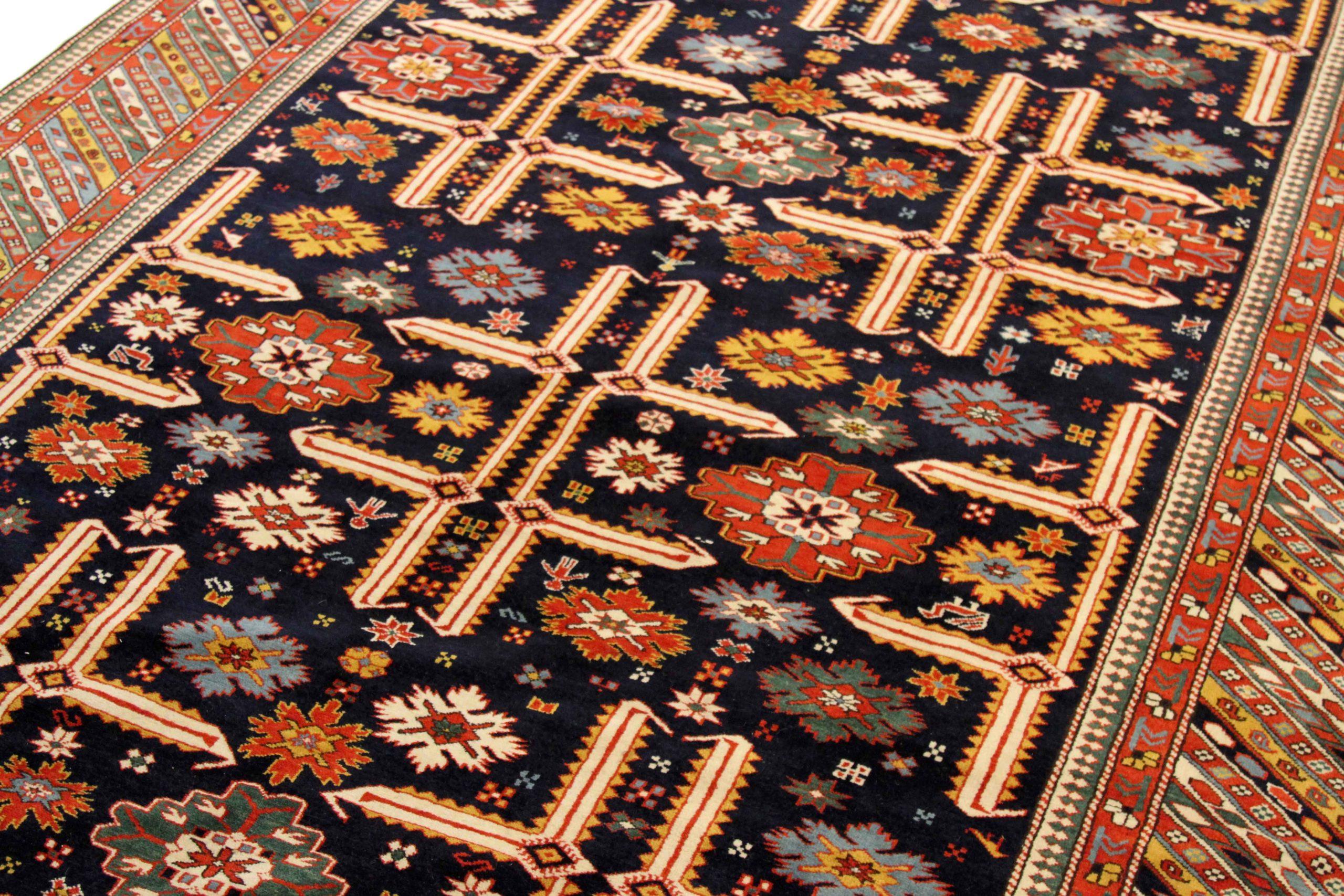 Russo Tappeti russi - Lana, avorio, blu navy, rosso - 76054 in vendita