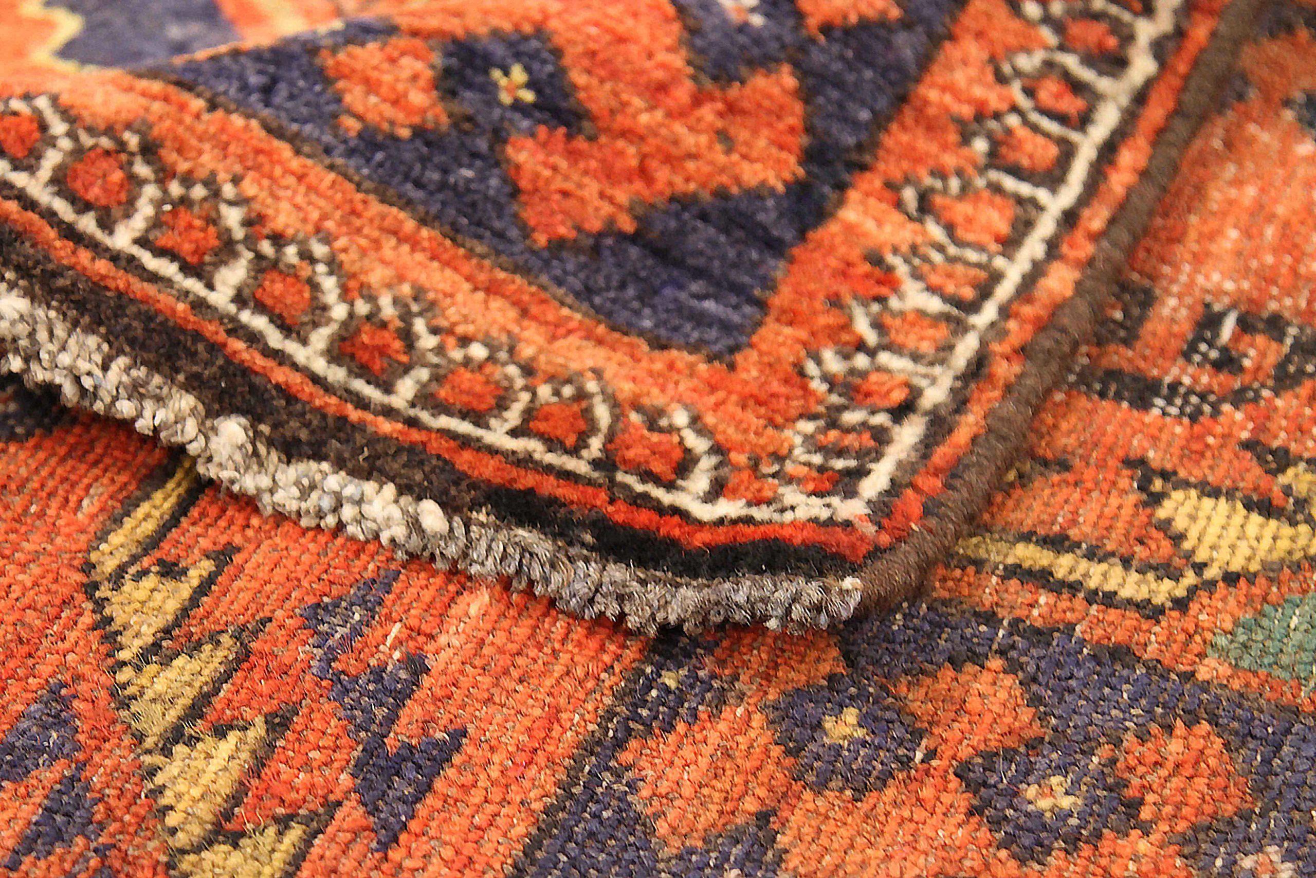 Russisch Samarghand Kleiner Teppich CIRCA 1910 - Wolle Blau Rot Gelb 72568 (20. Jahrhundert) im Angebot