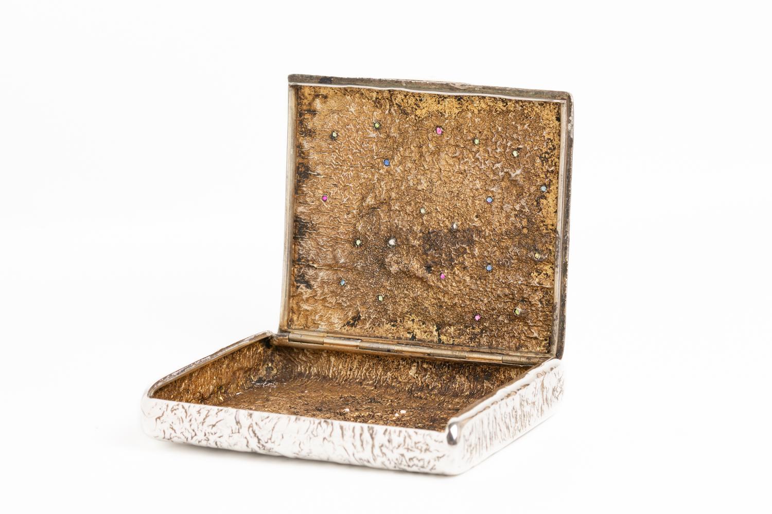 Antique Russian Samorodok Silver Gold and Diamond Cigarette Case For Sale 1
