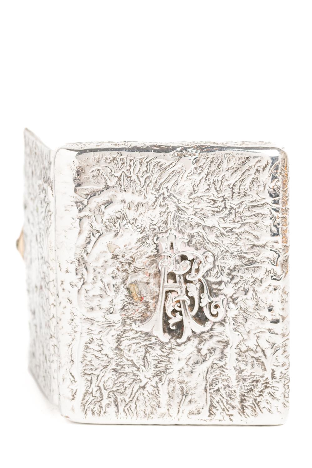 Antique Russian Samorodok Silver Gold and Diamond Cigarette Case For Sale 3