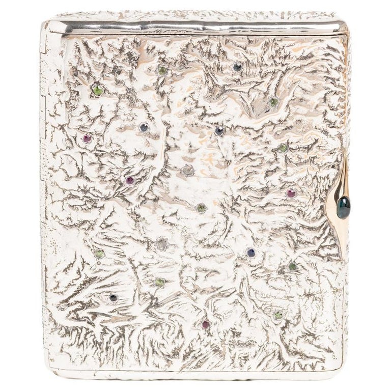 Antique Russian Samorodok Silver Gold and Diamond Cigarette Case Peter  Baskakov For Sale at 1stDibs