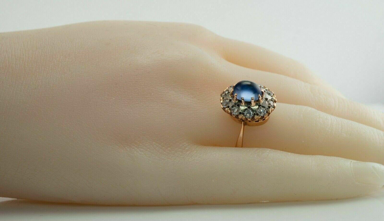 Russian Sapphire Ring CZ 14K Rose Gold USSR Soviet Russia For Sale 3