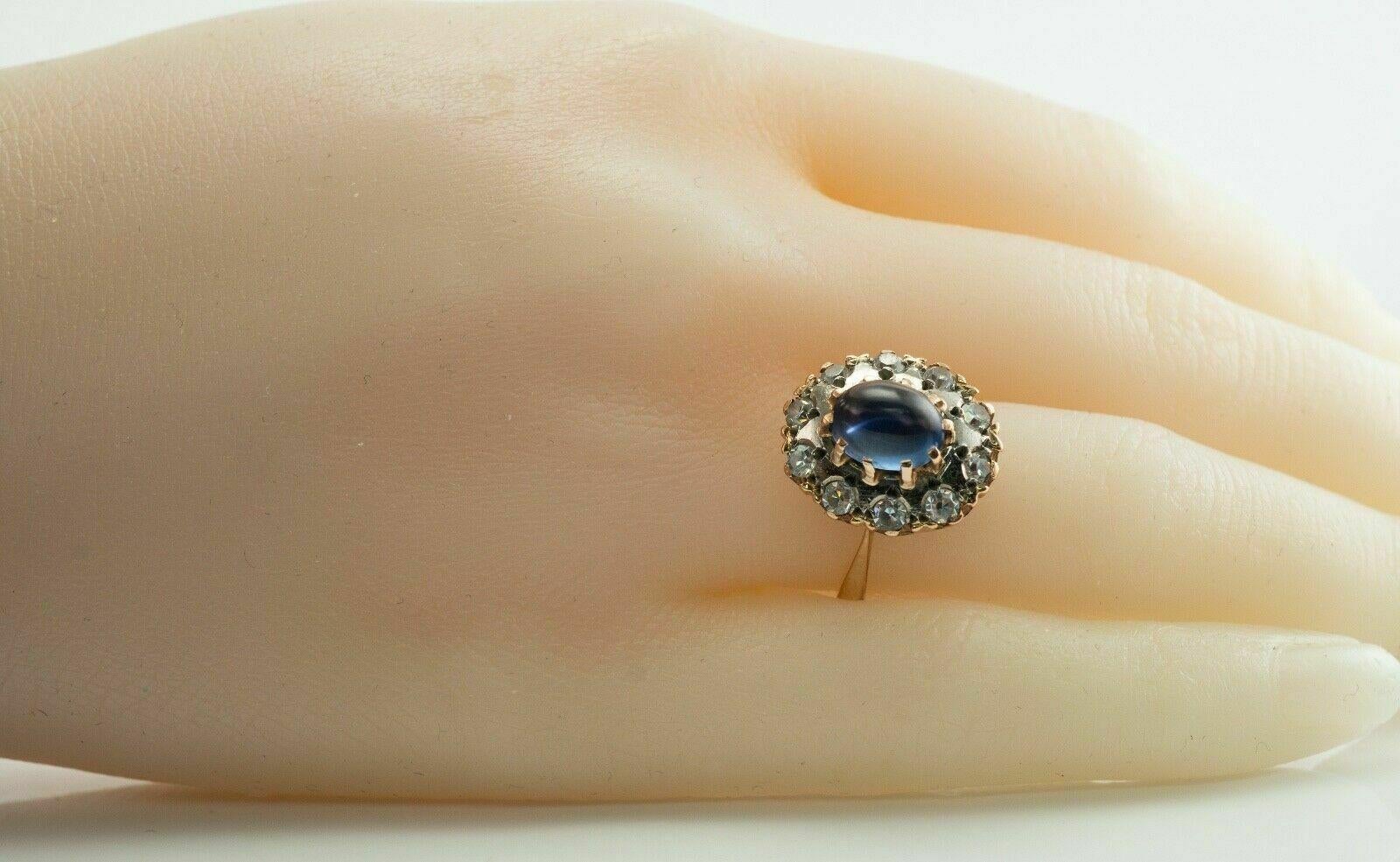 Women's Russian Sapphire Ring CZ 14K Rose Gold USSR Soviet Russia For Sale