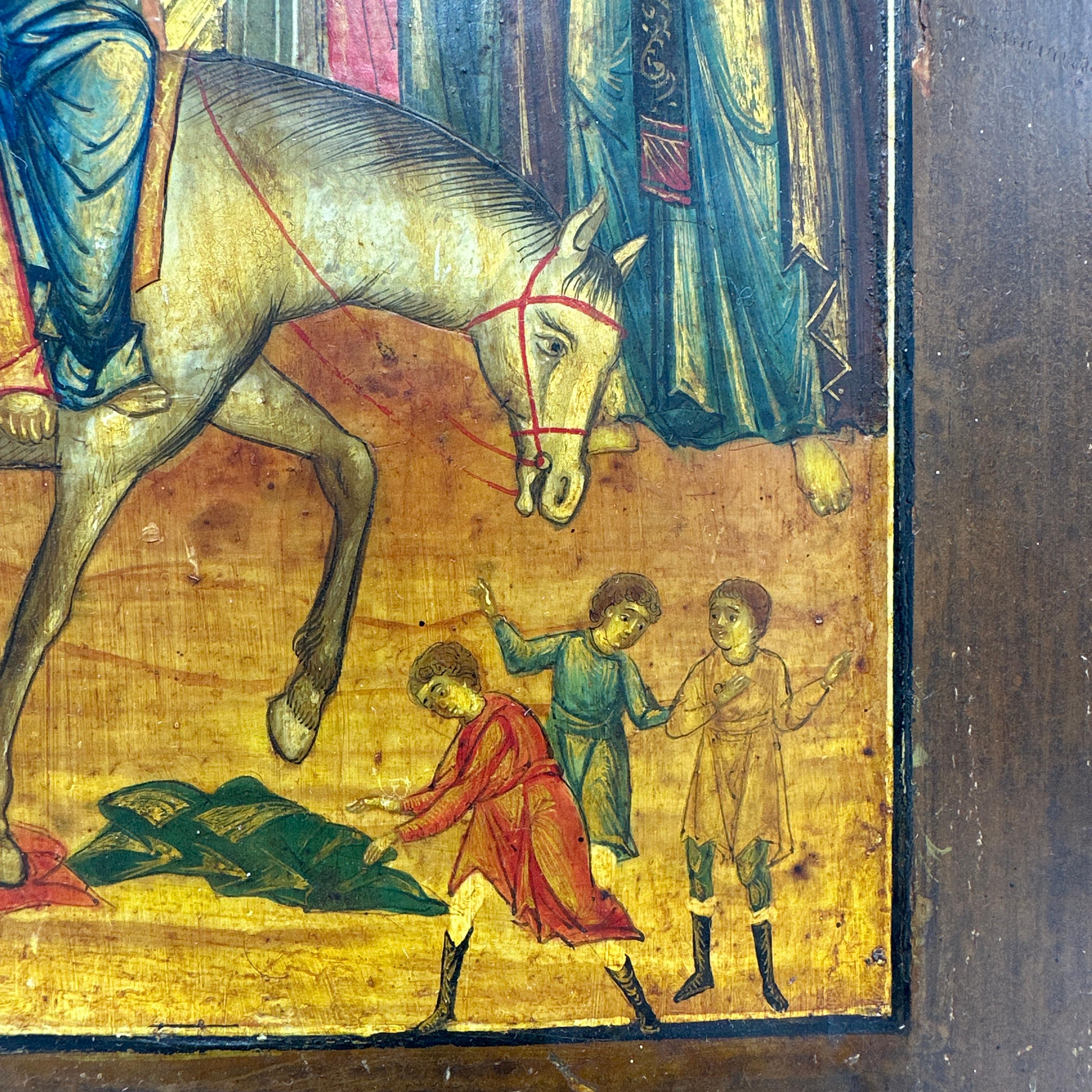 Russian School Icon. Entry into Jerusalem. Early 20th century For Sale 2