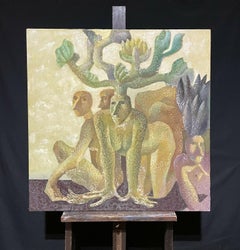 HUGE RUSSIAN SURREALIST ABSTRACT FIGURATIVE OIL PAINTING - SIGNED & DATED 2001