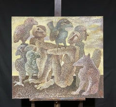 Grande tapisserie à poils longs figurative rubisienne, signée et datée de 2001, signée par un réalisateur