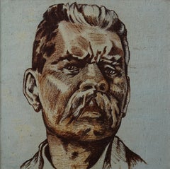Russian School - Russian Post-impressionist Portrait of Maxim Gorky Russian Post-impressionist Portrait of Maxim Gorky