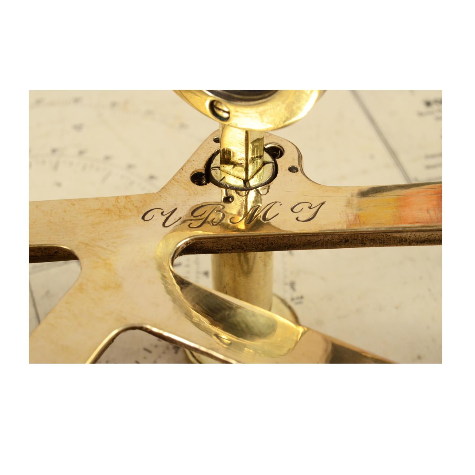 Russian Brass Antique Nautical Sextant Made  Early 1900s with Wooden Support 6