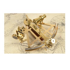 Russian Brass Antique Nautical Sextant Made  Early 1900s with Wooden Support