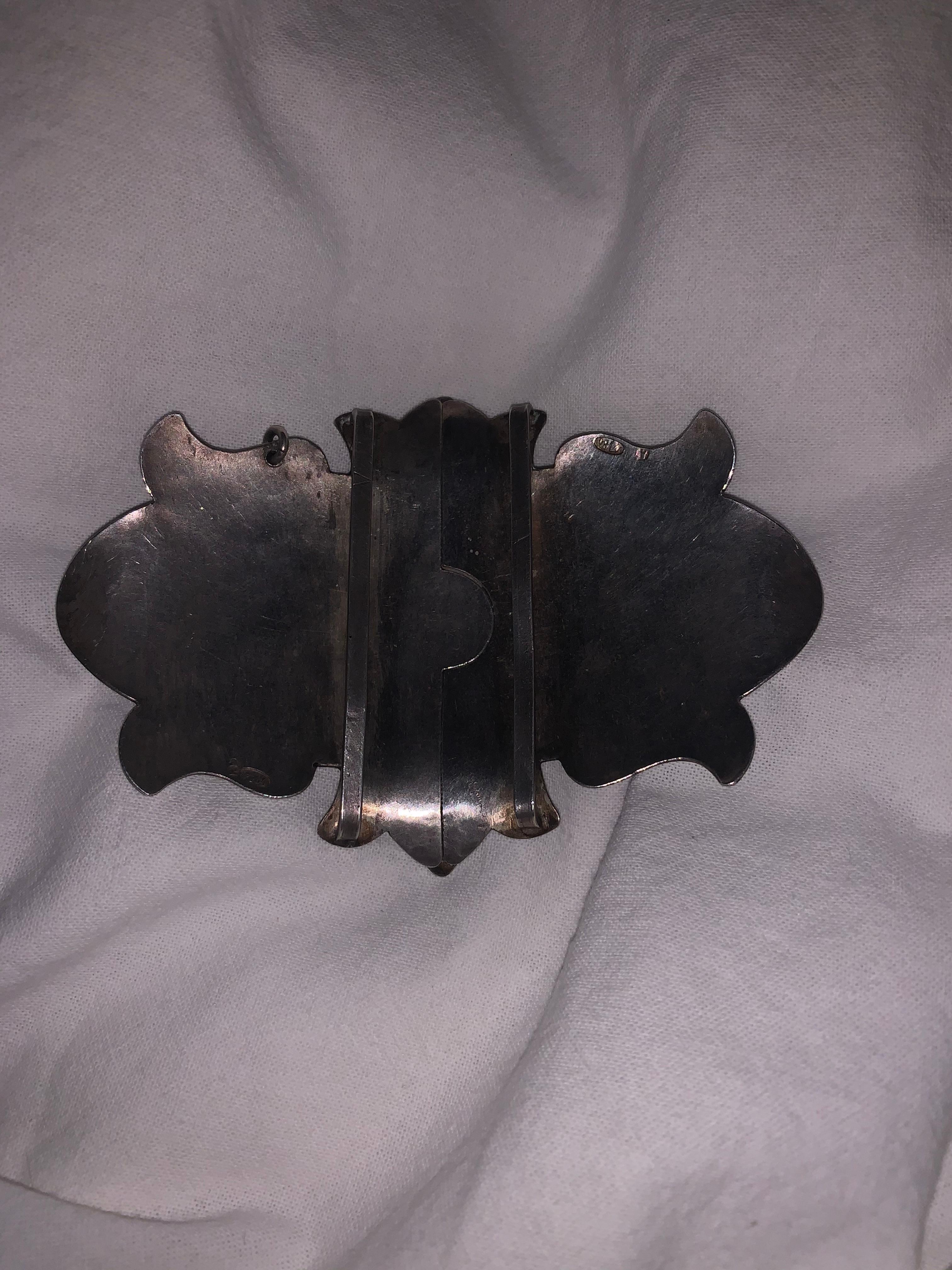 Late 19th Century Russian Silver and Niello Belt Buckle For Sale