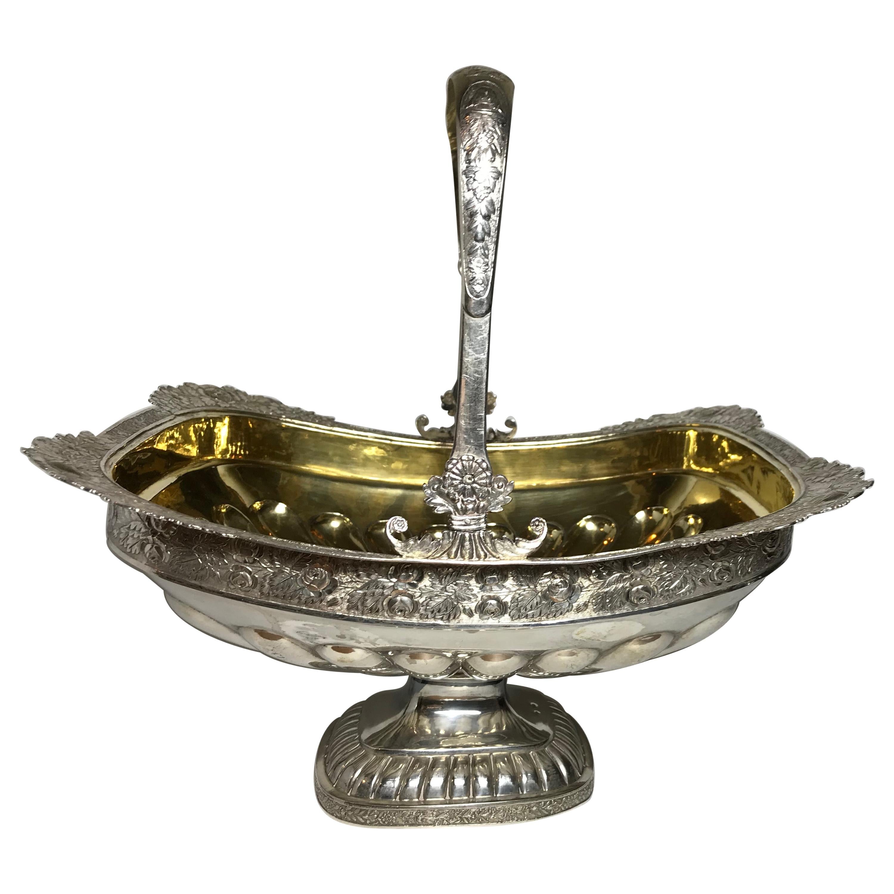 Russian Empire Large Russian Imperial-era Silver Nicholas I Basket, St. Petersburg, 1830