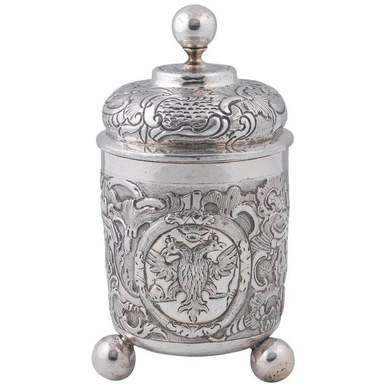 Cast Russian Silver Beaker and Cover, Moscow, 1759