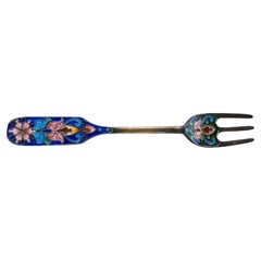 Russian silver children
s fork in the Cloisonné style with three tines