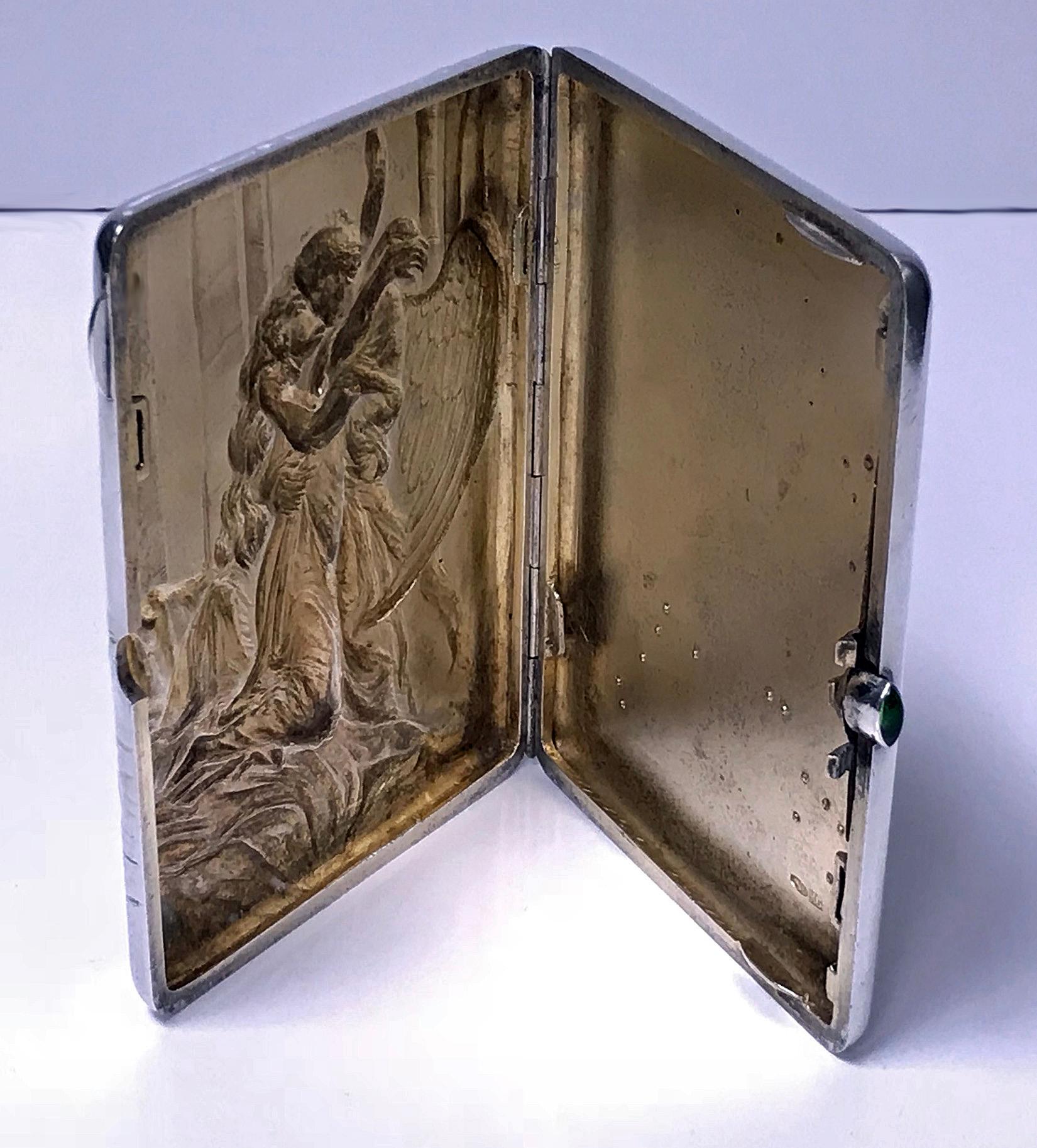 Russian Silver Cigarette Case Box, Konstantin Skvortsov, Moscow, 1887-1908 In Good Condition In Toronto, Ontario