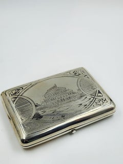Russian silver cigarette case with nickel 20th Century
