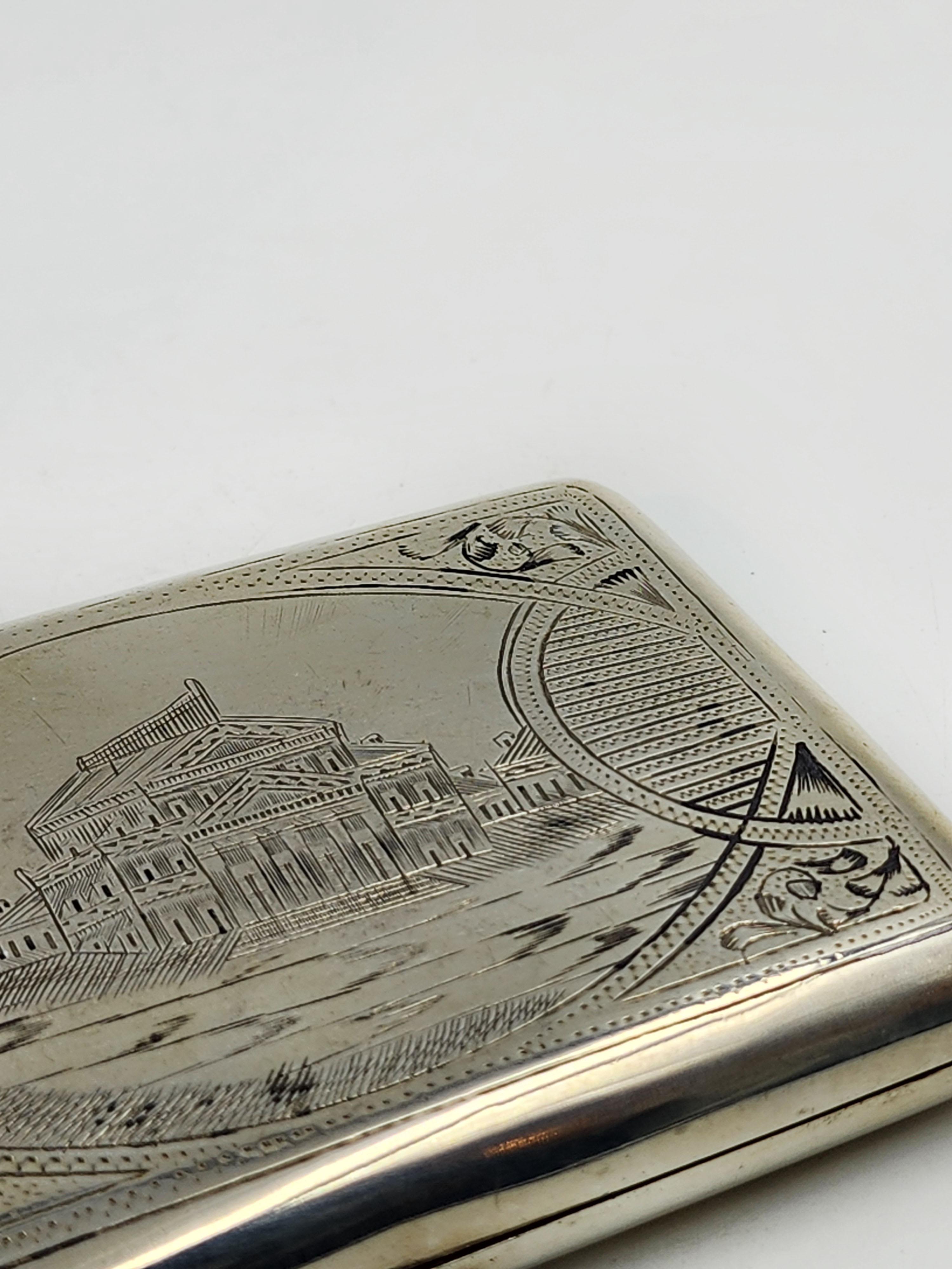 Belle Époque Russian silver cigarette case with nickel 20th Century For Sale