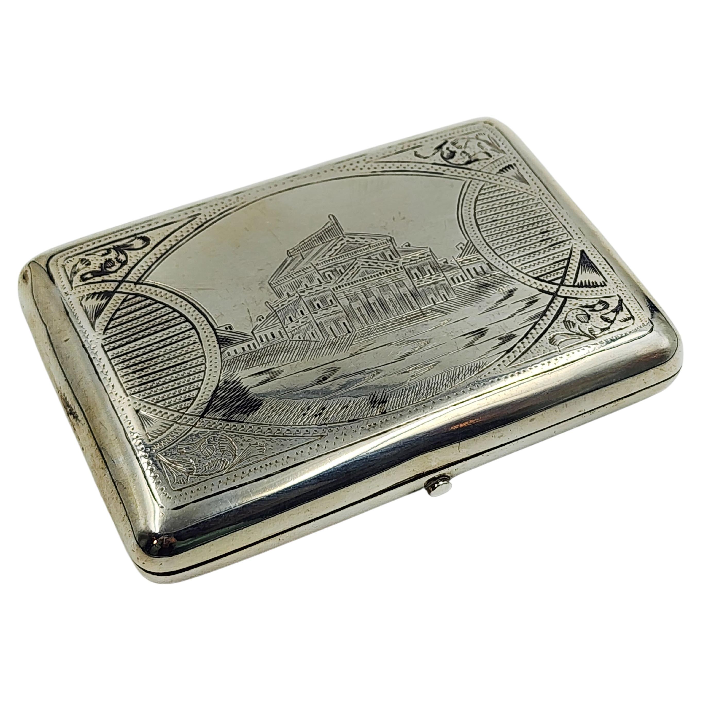 Russian silver cigarette case with nickel 20th Century For Sale