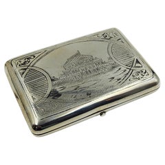 Russian silver cigarette case with nickel 20th Century
