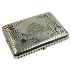 Vintage Russian silver cigarette case with nickel 20th Century