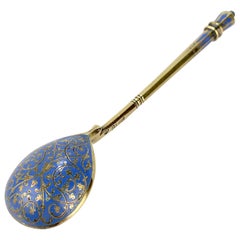 Russischer Tee-/Teelöffel aus Silber und Cloisonné-Emaille aus Moskauer Silber von Pavel Ouchinnikov