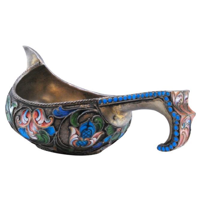 Russian silver cloissonè KOVSCH cup with enamels all around and handle
