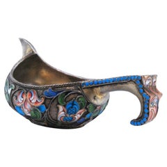 Russian silver cloissonè KOVSCH cup with enamels all around and handle
