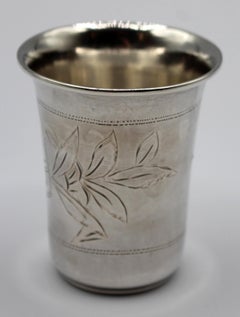 Russian Silver Cup with Engraving Shield and Floral Motif